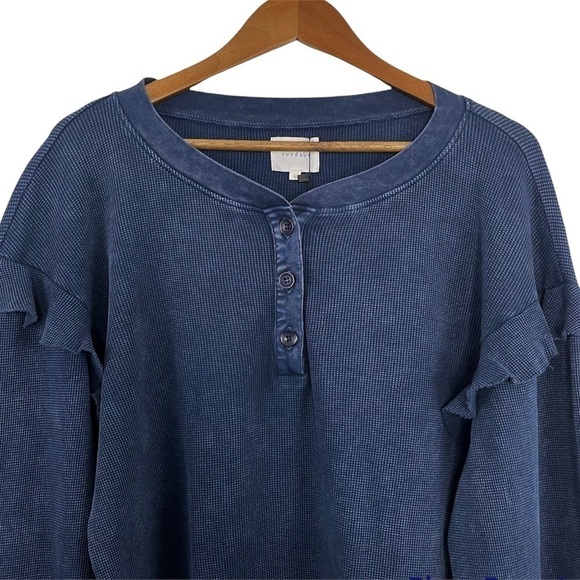 SUNDAYS Wren Thermal Ruffle Top Blue NWT - Picture 4 of 13